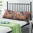 thumbnail image 2 of Paisley Long Body Pillow Cover - Vintage Bohemian Floral Print, Soft & Breathable Ethnic Fabric, Hidden Zipper, 20"x54" - Elegant Home Decor Gift for Side Sleepers & Pregnancy Support, 2 of 7