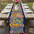 thumbnail image 4 of Nautical Coastal Table Runner 90 Inches, Ocean Flip Flops Coral Starfish Flowers Blue Bed Runner Dresser Scarves Tabletop for Indoor Outdoor Parties/Ceremony/Banquet, 13" x 90", 4 of 9