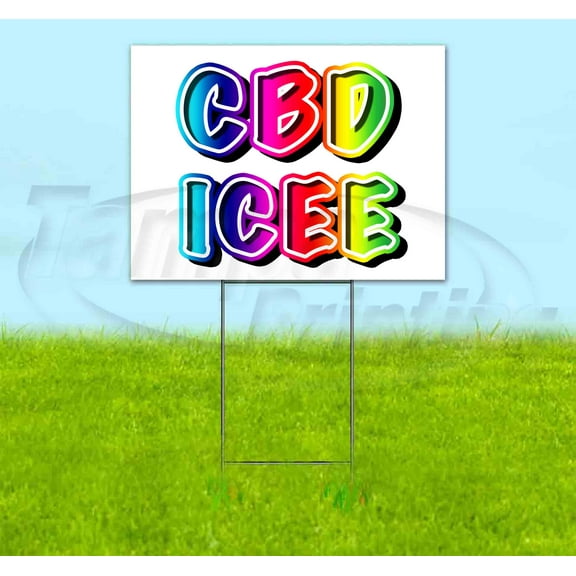 Rainbow V2 Cbd Icee (18" X 24") Yard Sign, Includes Metal Step Stake