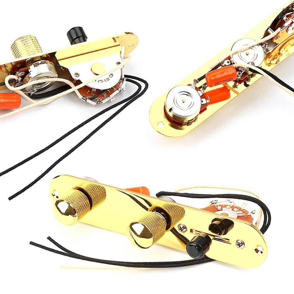 Yihuala Prewired Guitar Control Plate 3 Way Loaded Control Plate with Knob for Electric Guitar Playing Parts