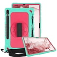 thumbnail image 1 of Mignova for Samsung Galaxy Tab S8 Plus Tablet Case,Adjustable Shoulder Strap Hand Strap Rotatable Stand Kids Shockproof Cover for Samsung Galaxy Tab S8 Plus/S7 FE/S7 Plus 12.4 inch(Green/Pink), 1 of 6
