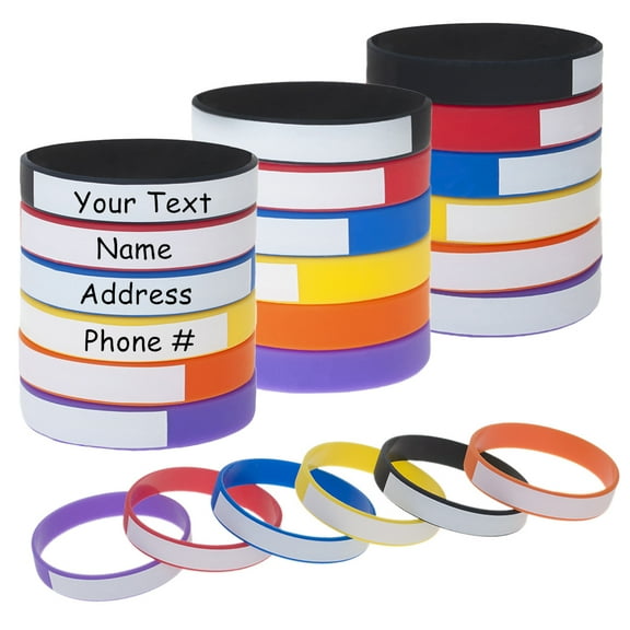 Muka 24 PCS Writable Silicone Bracelets, Waterproof Personalized ID Wristbands