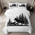 thumbnail image 2 of Erosebridal Wolf Twin Quilt Set, Wood Forest Silhouette Twin Coverlet Set, 2pcs 1 Bedspread and 1 Pillowcase, 2 of 7