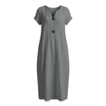 thumbnail image 6 of 2026 Summer Womens Dress Fashion Casual Short Sleeve Round Neck Button Linen Maxi Dress, 6 of 6