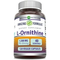 Amazing Formulas L-Ornithine 1500 Mg Per Serving 120 Veggie Capsules Supplement | Non-GMO | Gluten Free | Made in USA