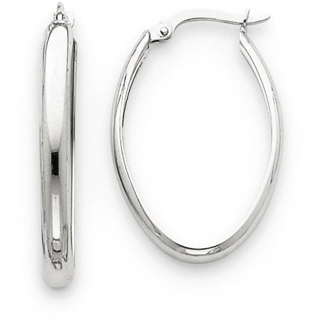 Primal Gold 14 Karat White Gold 3.5mm Oval Hoop Earrings