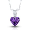 thumbnail image 3 of Rosec Jewels Real Amethyst Heart Pendant Necklace (8mm, AAA Quality, 2 Carat) - with Chain - February Birthstone Necklace, 925 Sterling Silver, 3 of 8