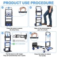 thumbnail image 6 of Yacona 3-in-1 Folding Hand Truck, Foldable Dolly Cart with Wheels Heavy Duty, Convertible Hand Cart for Moving with Retractable Handle, Blue, 6 of 7
