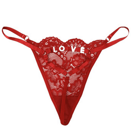 Fulorrnie Underwear for Women Lace Thong Panty Breathable Funny G String T-back Tangas Low Rise Hipster Panties Red M
