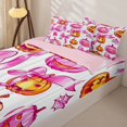 thumbnail image 3 of Manfei Coquette Pink Pumpkin Print Zipper Full Size Comforter Sets with Fitted Sheet and 2 Pillowcases for Women, Bow Halloween Pumpkin Lantern Zipper Bedding Set, Pink Reversible, 4pcs, 3 of 6
