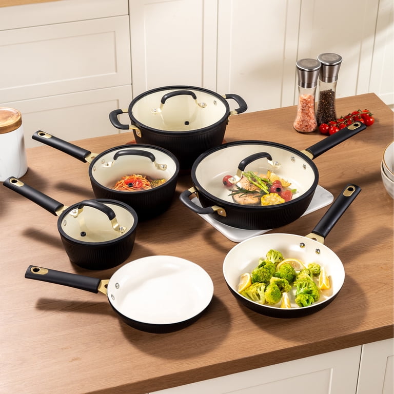 Mainstays Striped 10-Piece Nonstick Ceramic Cookware Set photo 6