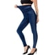 thumbnail image 4 of Leggings elásticos de cintura alta con estampado de rayas imitación denim para mujer - Pantalones térmicos de poliéster para senderismo y yoga para todas las estaciones, 4 of 8