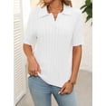 thumbnail image 5 of EASYBRA Women Cable Knit Sweater Polo Collar Loose Fit Pullover Casual Wear Cotton Polyester, 5 of 7