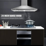 Zomagas 24 inch Wall Mount Range Hood 450CFM Exhaust Vent Stainless with Dishwasher Clean Filter 120V