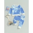 thumbnail image 2 of Bagilaanoe 2PCS Toddler Baby Girl Boy Long Pants Set Tie-Dye Long Sleeve Sweatshirt Pullover Tops + Sweatpants 6M 12M 18M 24M 3T Kids Casual Sweatsuits, 2 of 8