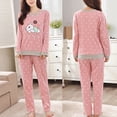 thumbnail image 3 of Lubelski Pyjama Décontracté pour Femmes à Imprimé d'Animaux de Dessin Animé, Haut à Col Rond, Pantalon Long, Ensemble de Nuit, 3 of 4