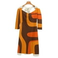 thumbnail image 6 of Retro Orange Brown Abstract Art Womens Summer Dress Tie Back A Line Flare Dress, 6 of 9