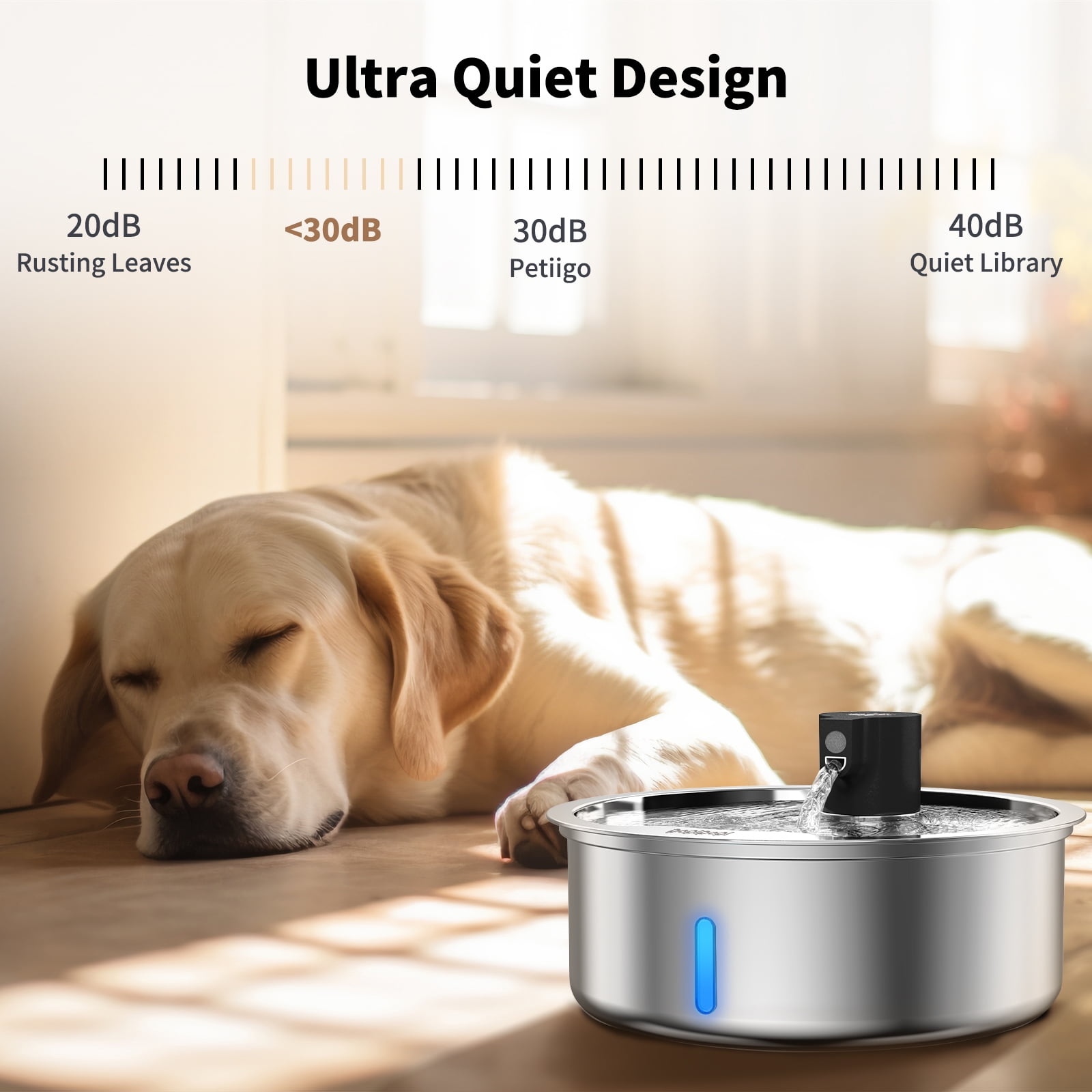 Stainless Steel Dog Water Fountain, 7L/1.8G/236oz Pet Water Fountain for Large Dogs & Multi-Cats, Dog Water Bowl Dispenser with Quiet Water Pump and 3 Replacement Filters