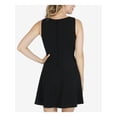 thumbnail image 2 of SPEECHLESS Womens Black Pocketed Scalloped Sleeveless V Neck Short Fit + Flare Dress Juniors L, 2 of 4