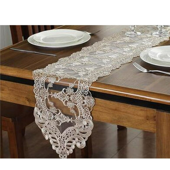 Lace Table Runner and Dresser Scarf Embroidered Flower Tablecloth Party Home Decor Supplies