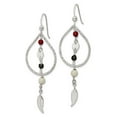 thumbnail image 2 of Sterling Silver Red/Black/Ivory Coral with Feather Dangle Earrings, 2 of 3