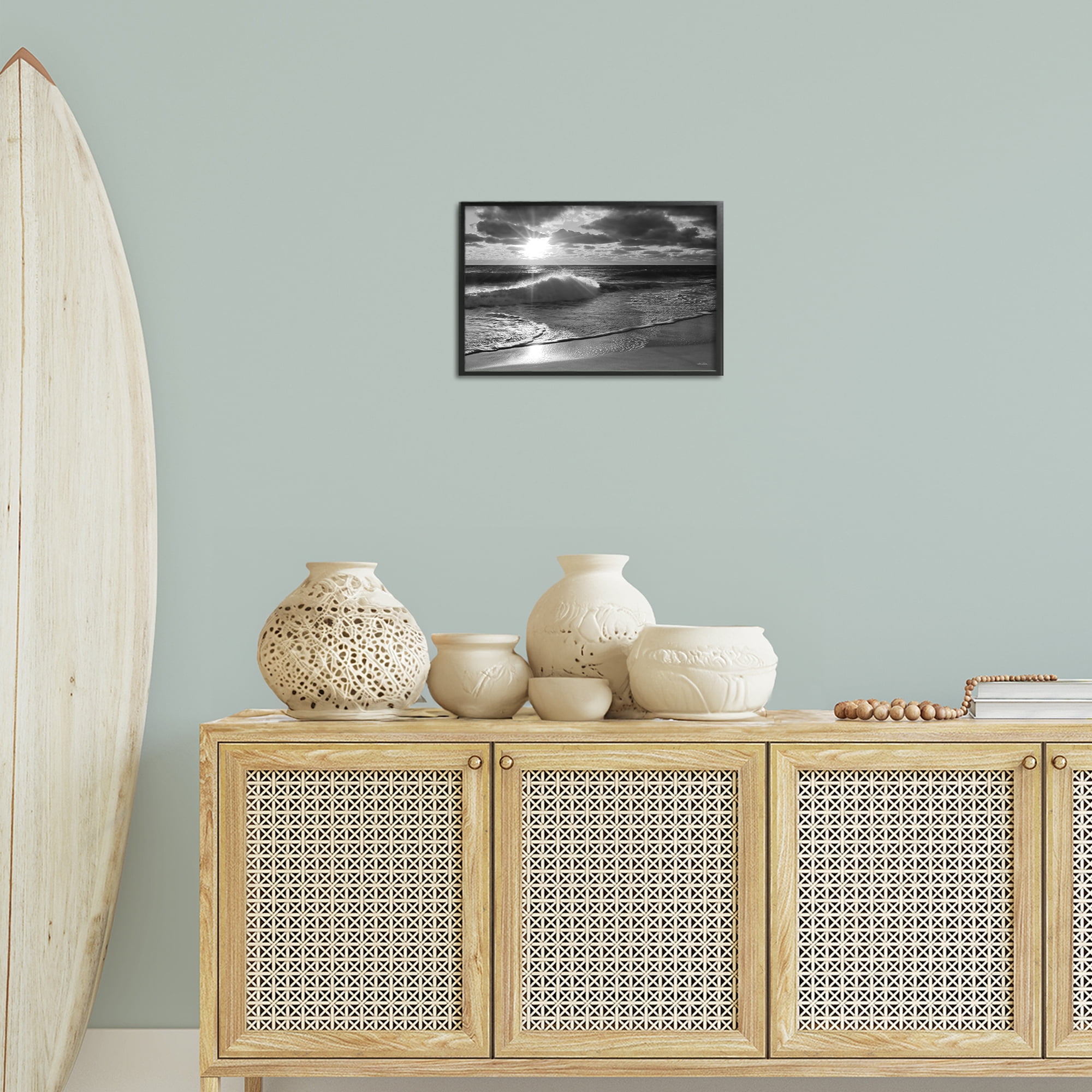 Stupell Industries Sunset Crashing Wave Landscape Photography Black Framed Art Print Wall Art, 18 x 12