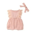 thumbnail image 1 of PENGXIANG Barboteuse Courte Sans Manches pour Filles Tout-Petits avec Bandeau en Dentelle MHXX, 1 of 6