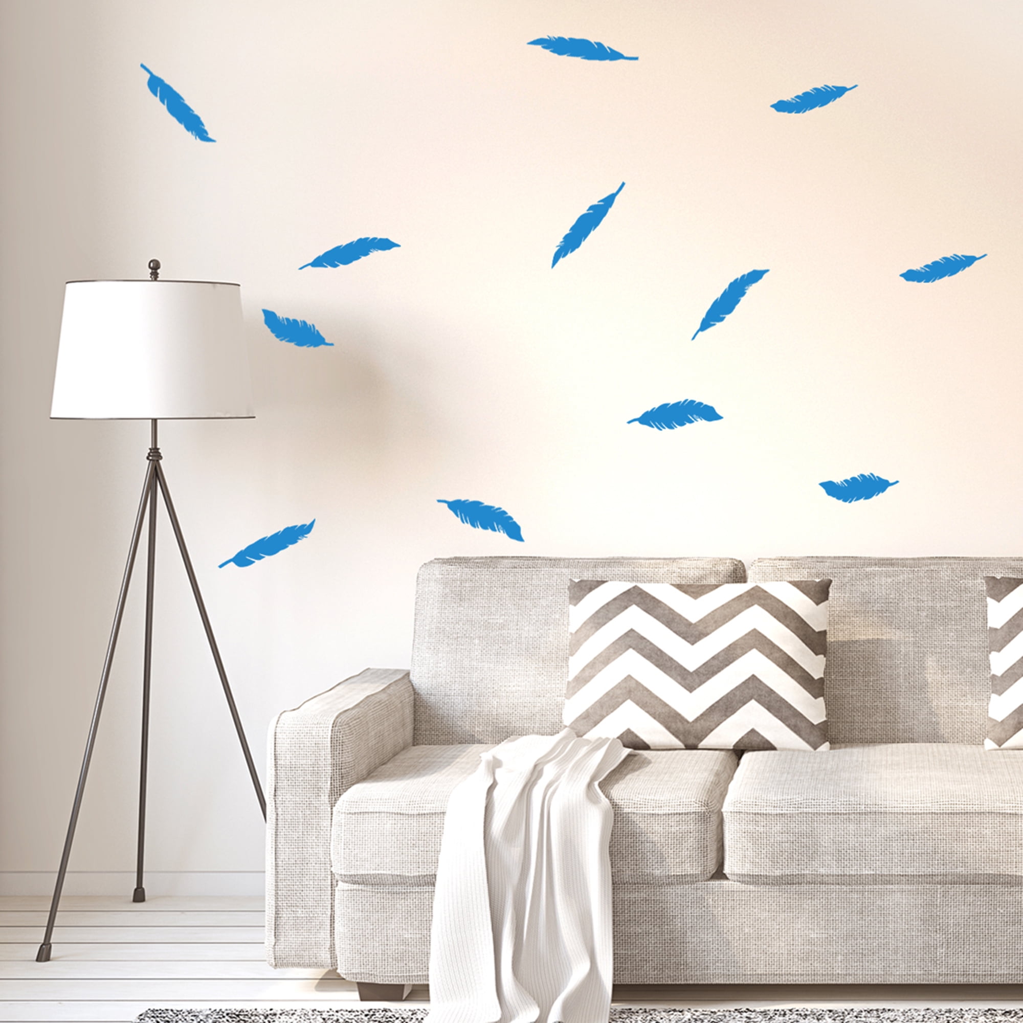 12pcs Feather Shape Removable Peel and Stick Wall Decals