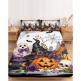 thumbnail image 2 of Twin Sze Fitted Sheet Set - Halloween 2 Piece Bedding Sets 16" Deep Pocket Fitted Sheet with 1 Pillowcase, Fall Pumpkins Ghost Bats Witch Hat Plants Rustic Brushed Microfiber Hotel Luxury Bed Sheets, 2 of 9