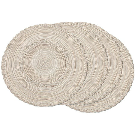 Round Placemats Set Of 4 Braided, Round Braided Cotton Placemats