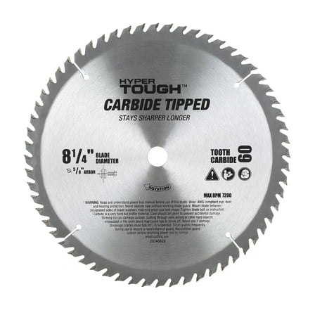 Hyper Tough New Condition 8-1/4 in. 60T Circular Saw Blades, Steel Material