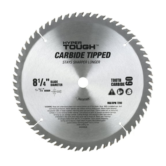 Hyper Tough New Condition 8-1/4 in. 60T Circular Saw Blades, Steel Material