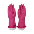 thumbnail image 2 of Casabella Waterblock Gloves Rubber Latex Cotton Flock Lining Turnback Cuff Premium Medium Pink, 3-Pack, 2 of 5