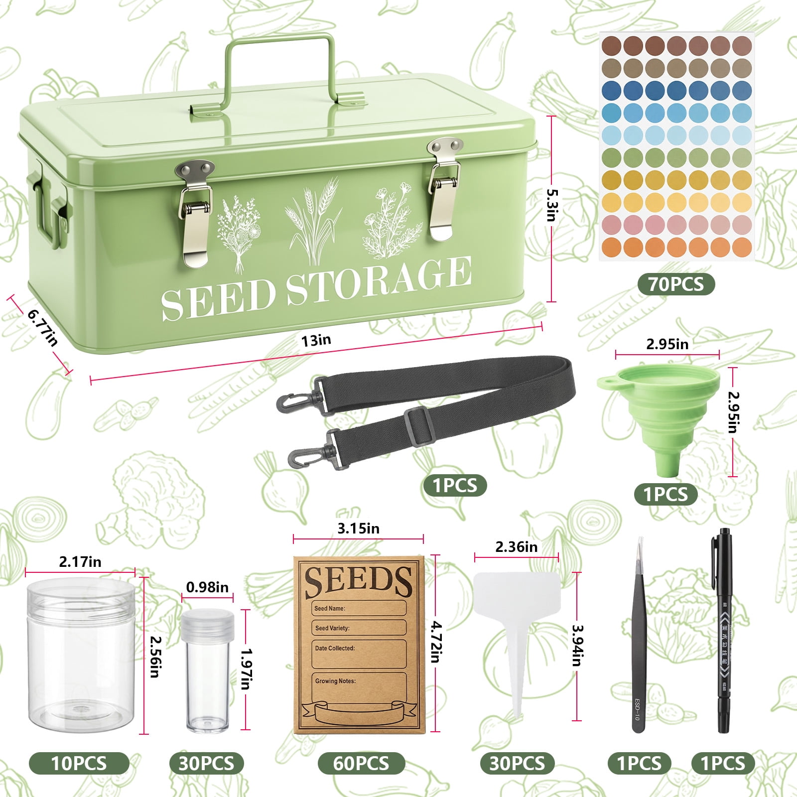 HAARAY Seed Storage Organizer with Dual Safety Locks and Carry Strap, 4 Compartments Portable Garden Case for Flower Plant Storage