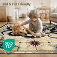 thumbnail image 4 of ODIKA 8'x10' Washable Area Rug Non-Shedding, Easy Care, Octopus Cartoon Kraken Pirate Map With Abstract Nautical Compass Border for King Size Bedroom Under Bed, Master Suite, 4 of 7