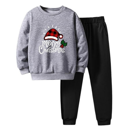 

Toddler Boys Girls Winter Christmas Long Sleeve Letter Prints Pullover Tops Pants 2PCS Outfits Clothes Set Track Suit Boys 6 Boys Size 3 Summer Clothes Baby Outfit New Born Baby Stuff for Boys Fall