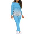 thumbnail image 3 of CILENON Athletic Sets for Women European And American Women's Gradual Long Sleeved Trousers Casual Sports Two Sets Jogging Suit Sets for Women Sport Clothes for Women Womens 2 Piece Outfits(Blue,XL), 3 of 4