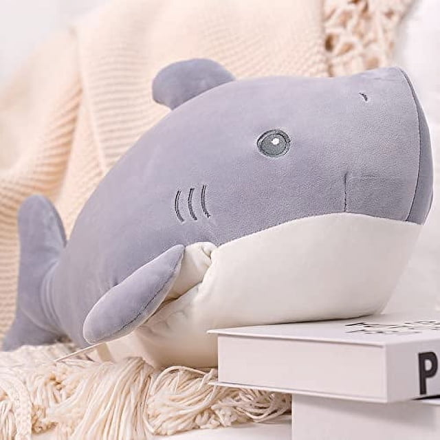 Almohada calentadora de manos con forma de tiburón de dibujos animados de animales marinos