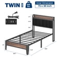 thumbnail image 4 of Lusimo Bed Frame Twin, Metal Platform Bed Frame with Fabric Upholstered Headboard and Charging Station No Box Spring Needed Easy Assembly, Black, 4 of 12
