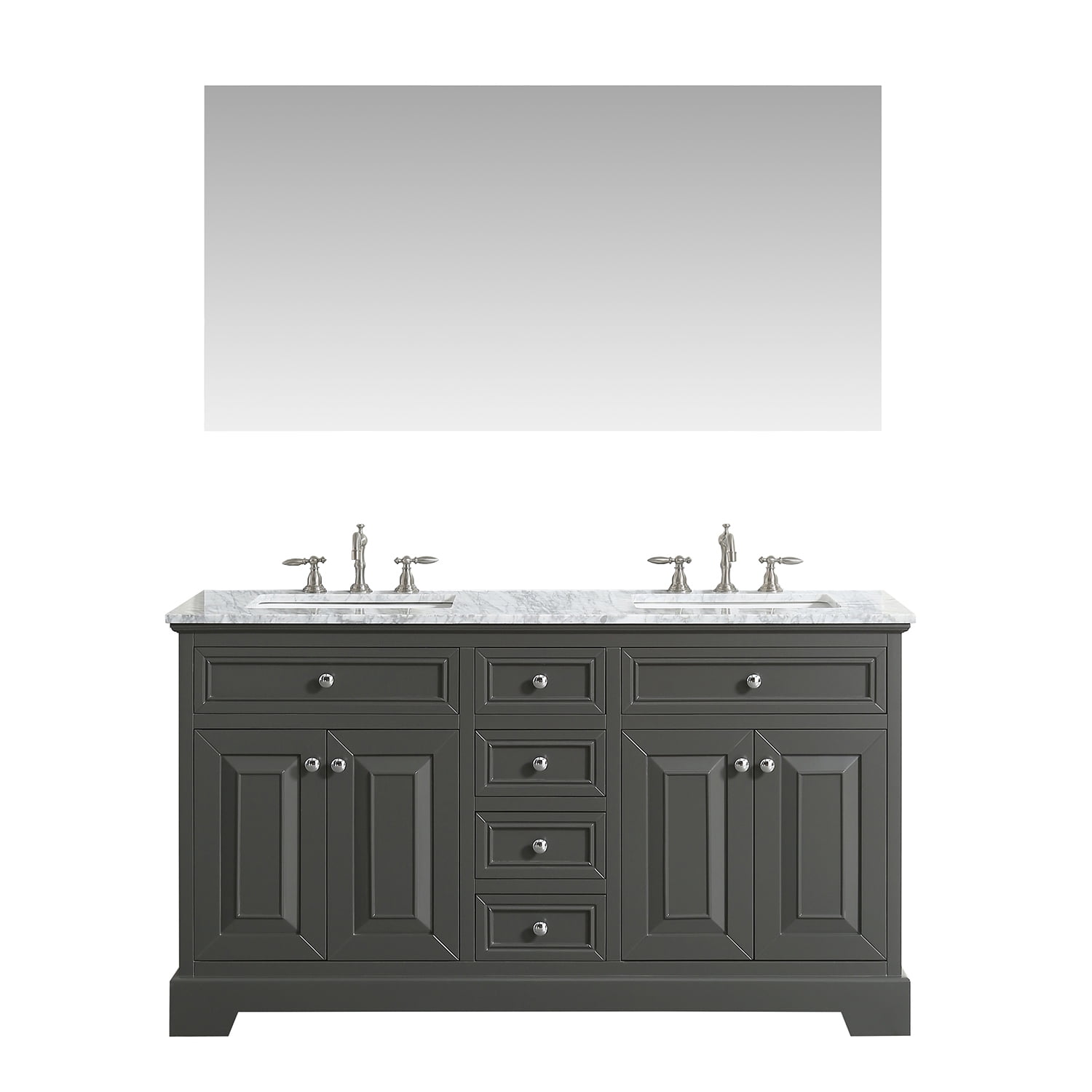 Eviva Monroe 60 in. Gray Double Bathroom Vanity with White Carrara