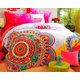 thumbnail image 1 of Boho Rojo Azul Rosa 100% Algodón Espeso Ropa de Cama Set Funda Nórdica Sábana Almohada, 1 of 2