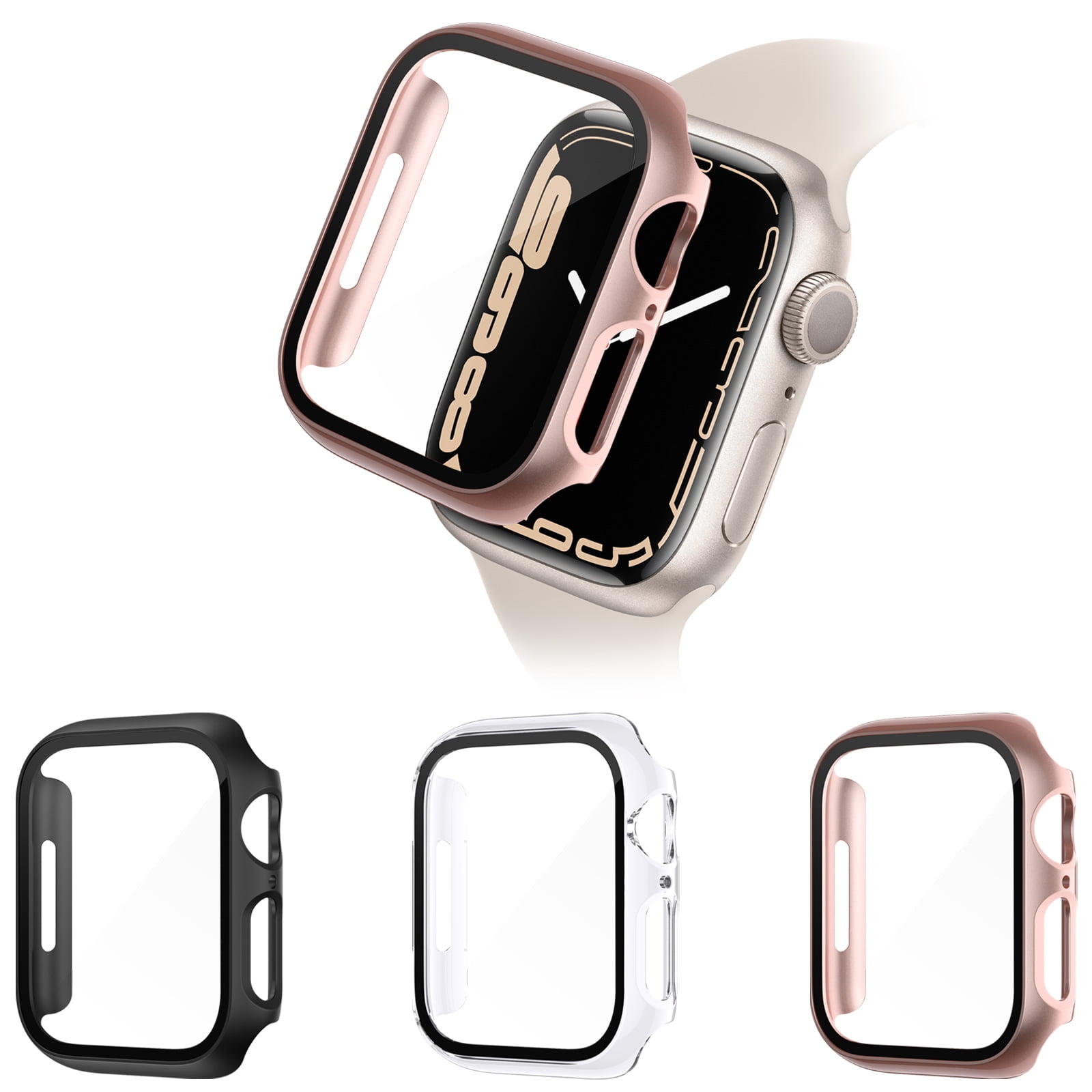 CAVN 3-Pack Apple Watch Series 7 Screen Protector with Tempered Glass  Screen Hard PC Watch Case 41 mm - Walmart.com
