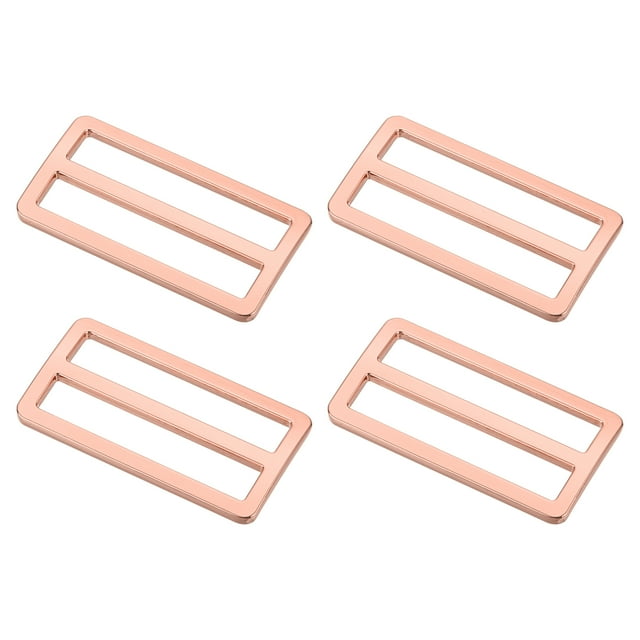 Unique Bargains 4Pcs Metal Slide Buckle, 2" Metal Zinc Alloy Adjustable Buckle, Flat Slide Strap Release Buckles, Rose Gold
