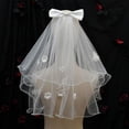 thumbnail image 2 of Accesorios para el cabello luminosos con velo de lazo, tocado de boda con luz de doble capa, accesorios de fotografía de viaje con perlas para niños y novias, 2 of 4