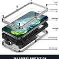 thumbnail image 2 of Dteck Case for iPhone 13 mini ,Shockproof Armor Rubber Rugged Heavy Duty Kickstand Tempered Glass Screen Protection Full Body Cover Camera Slide Protector Case,Silver, 2 of 8
