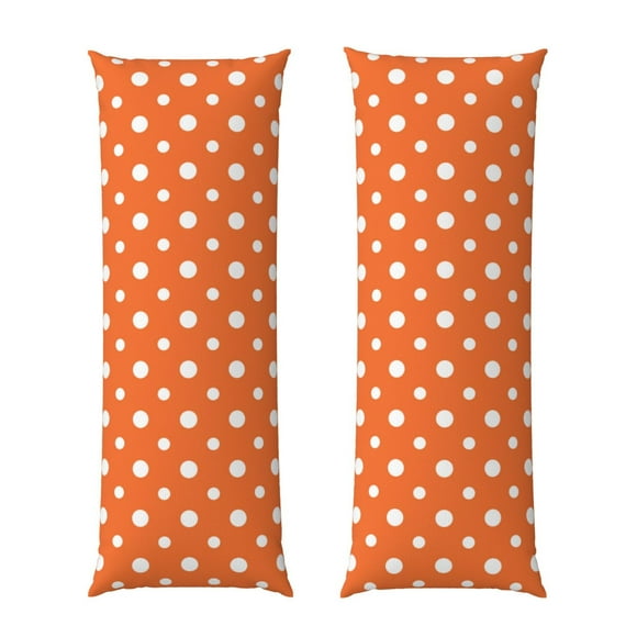 Balery Orange And White Polka Dot Funda Protectora para Almohada Corporal de Algodón Hipoalergénico con Cierre(55 x 21 pulgadas), Almohadas No Incluidas