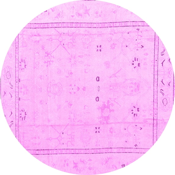Ahgly Company Indoor Round Oriental Pink Traditional Area Rugs, 5' Round
