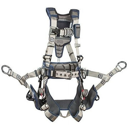 3M DBI-SALA 1112586 ExoFit STRATA, Aluminum Back, Front, & Side D-Rings, TB Leg Straps with Sewn in Hip Pad & Belt, Medium, Blue/Gray