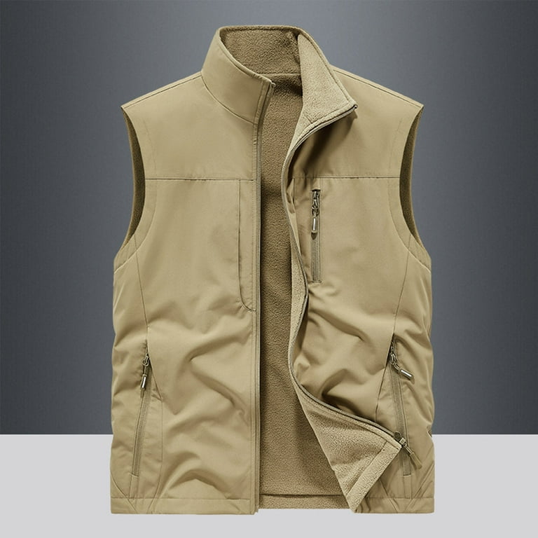 WREESH Fashion Vest Men'S Work Jacket Standing Collar Multiple