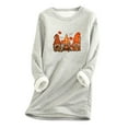 thumbnail image 2 of AOOCHASLIY Thanksgiving Day Women Tops Women's Printing Round Neck Thickened Plush Warm Long Sleeve Tops, 2 of 5
